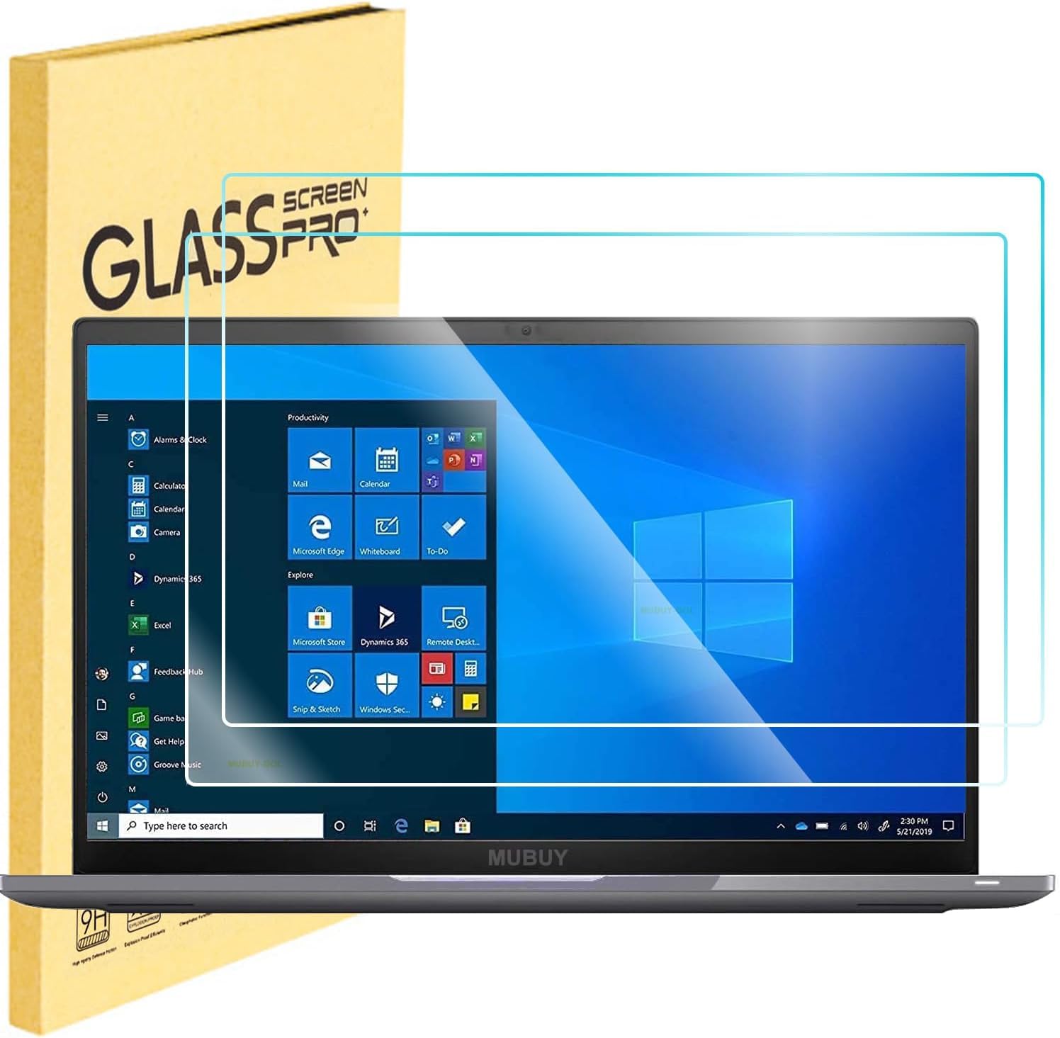Photo 1 of MUBUY-GOL (2 Pack) 14" Laptop Tempered Glass Screen Protector for 14 Inch HP/Dell/Lenovo/Acer/Samsung 14" 16:10 Laptop 9H Hardness, Ultra Clear Scratch Resistant Anti-Fingerprint (W 301 x H 188 mm)