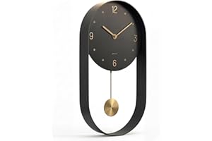 Driini Modern Pendulum Wall Clock - Decorative and Unique Metal Frame, with 8 Inch Face - Contemporary, Minimalist Design, wi