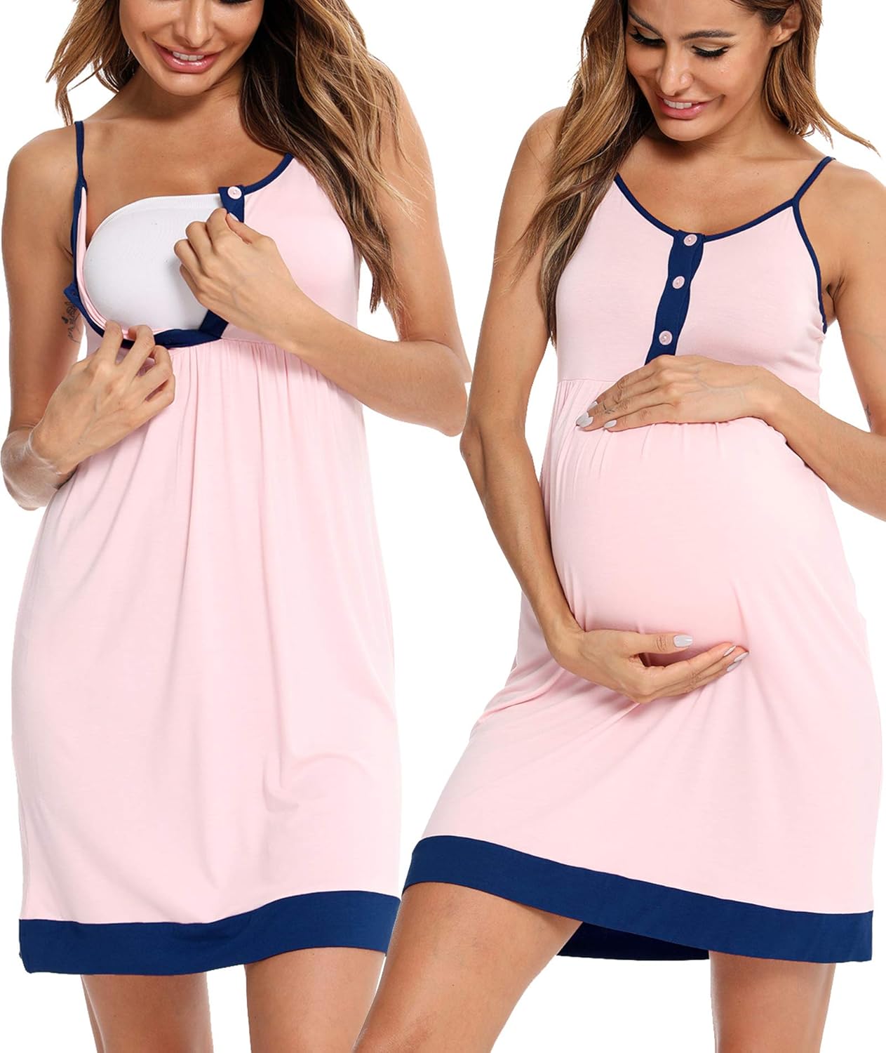 LecGee Women's Nursing Nightgown Button Maternity Dress Breastfeeding Hospital Gown Sleepwear Sleeveless Nightdress at  Women’s Clothing store