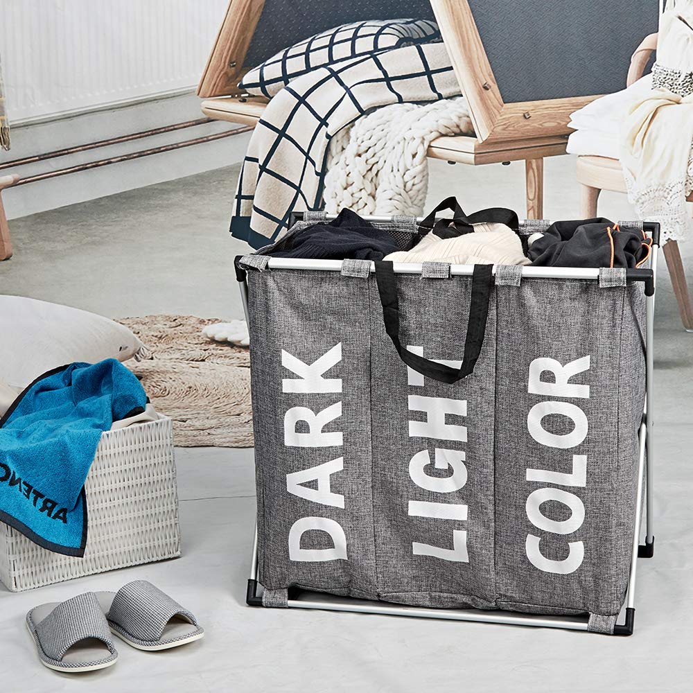 3 section laundry hamper no tax