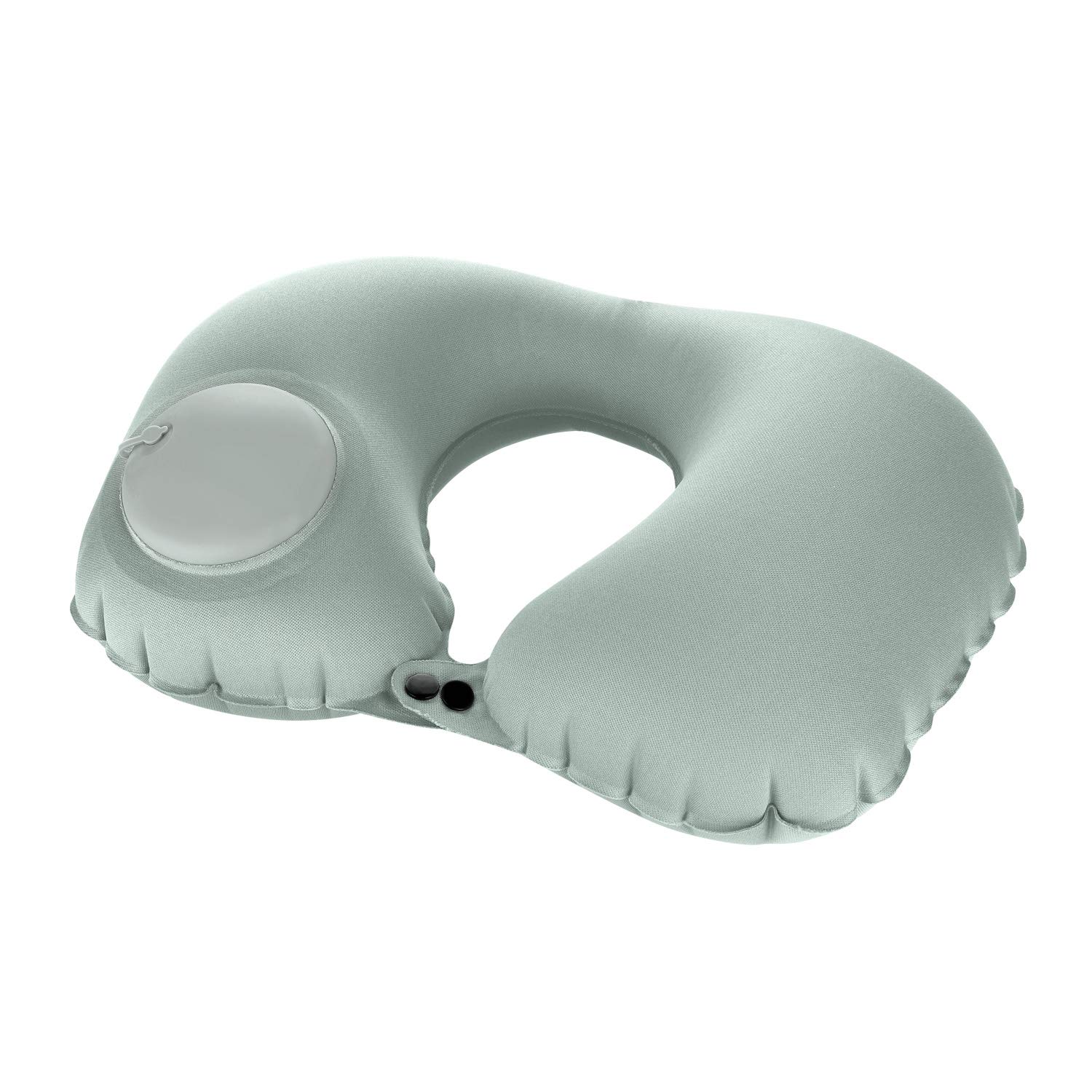 Inflatable Neck Pillow U Shape Travelling Neck Support Milk Silk Soft Airplane Cushion for Car Train Camping Office Napping with Press Button Storage Pouch