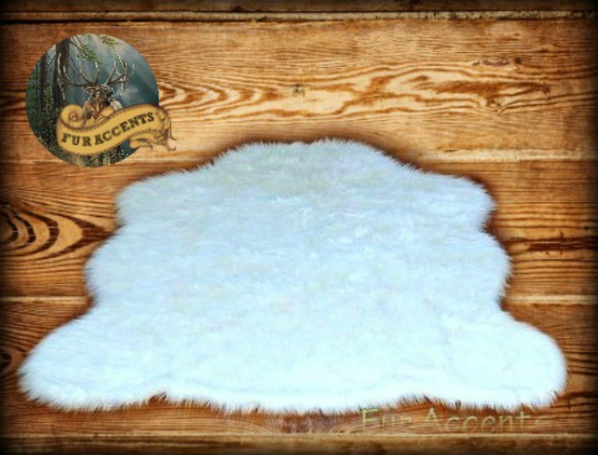 Fur Accents Faux Fur Polar Bear Accent Rug/Fake Sheepskin 5'x7' Off White