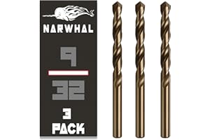 Narwhal 9/32" Drill Bits for Metal (M35 Cobalt - Industrial Strength) 4-1/4" Length & 135 Degree Split Point for Drilling Int