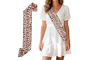 Cheetah Print Happy Birthday Sash for Girls, Leopard Birthday Party Decorations Animal Theme Party Favors for Women 16th 20th