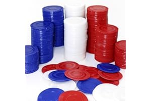 GiftExpress Lot of 300, Plastic Poker Chips for Kids Game Play, Learning Math Counting, Bingo Game, Red, White & Blue 100 pcs ea