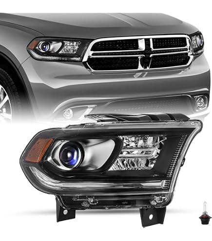 Black Housing Headlights Pair For 2011-2013 Dodge Durango (Clear Lens/Amber Corner)