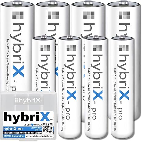 8er KombiPack Kraftmax hybriX pro Set - 4x Mignon AA + 4x Micro AAA Hybrid Akkus in Box - Die Neue Generation von Hybrid Akku