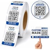 Custom QR Code Stickers with Logo, Waterproof Personalized QR Labels | 50-1000 PCS &middot; 1.5-10 Inch Sizes &middot; Upload Your Own Design &middot; Durable Vinyl/Clear Material &middot; Custom Logo &amp; QR Code