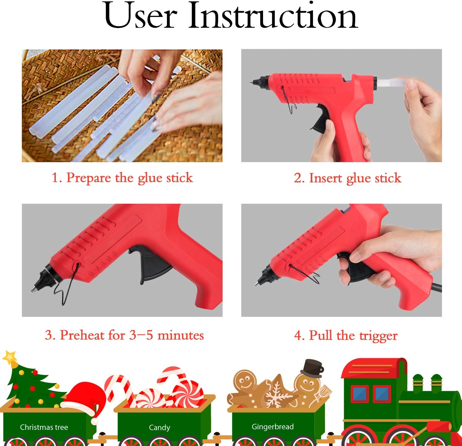 FL Hot Glue Gun, 80W High Temperature Hot Melt Glue Gun Kit with 15 pcs Glue Sticks, Packaging, DIY, Arts & Craft, Repairing and More, Red (FQ-188A)