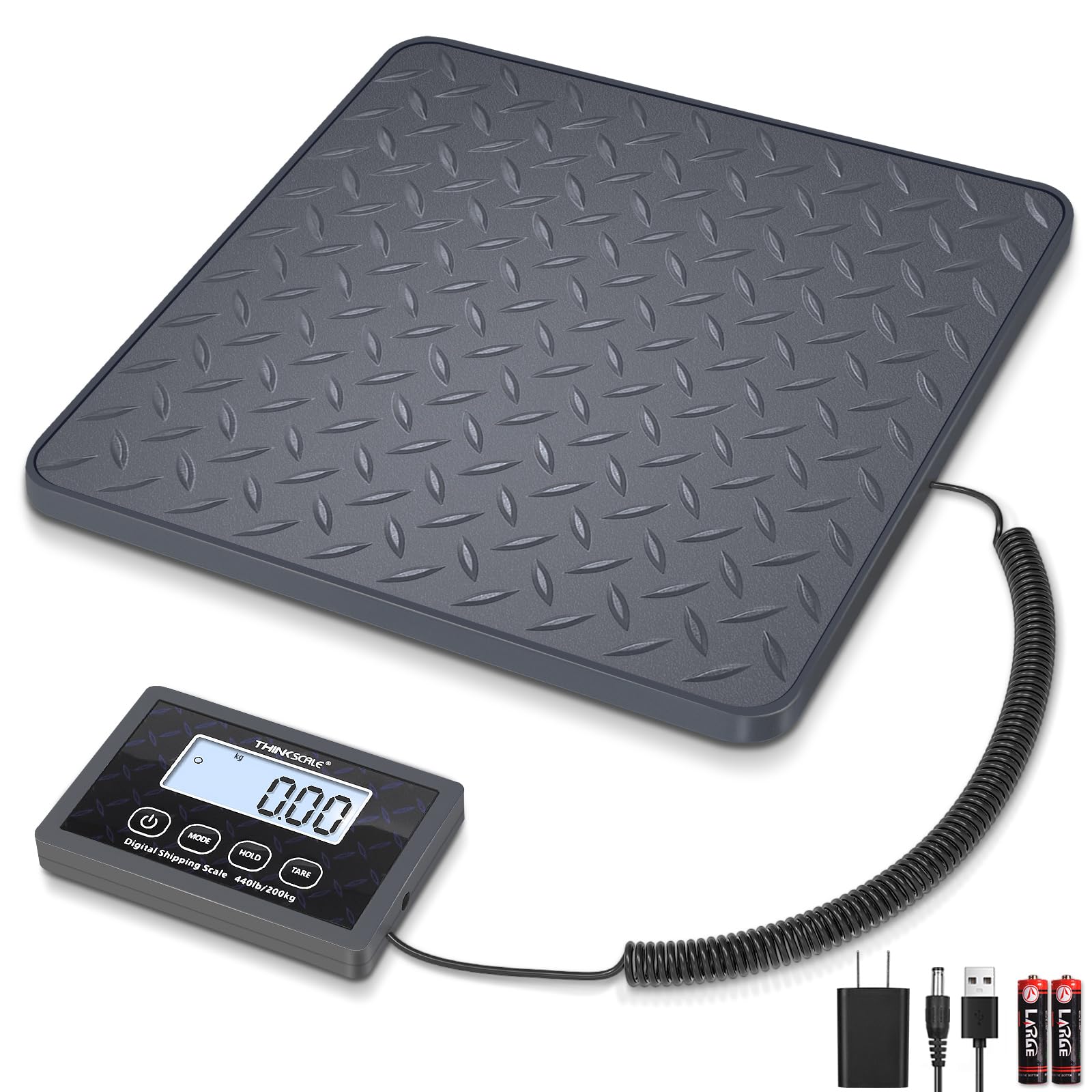 THINKSCALE Shipping Postal Scale with Integrated One-Piece Platform, 10g High Accuracy 440lb Capacity for Packages, Small Business & Warehouse, Battery & AC Adapter Included Image