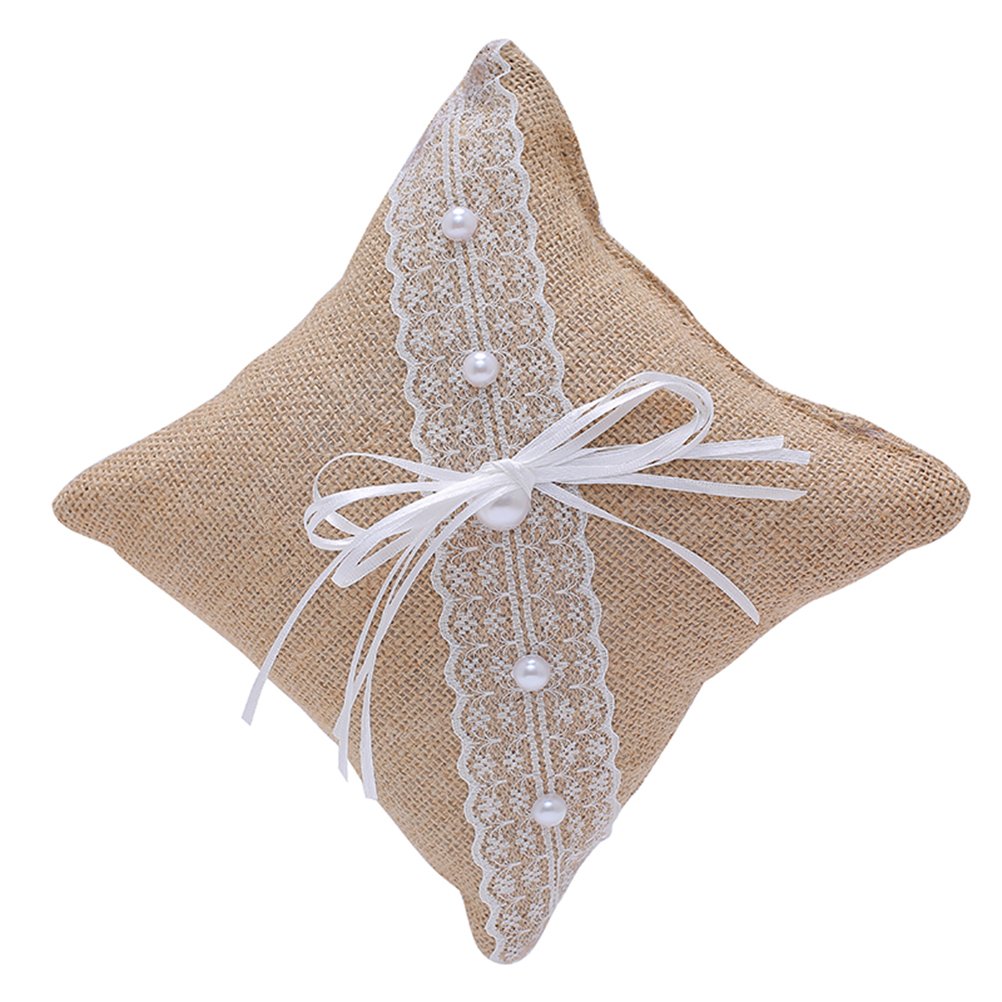 Toys Games Bestoyard Burlap Wedding Ring Pillow Cushion Rustic