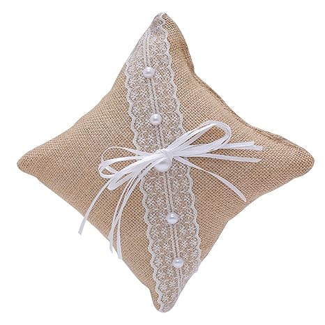Ring Pillow Ring Cushion Burlap Jute Ring Bearer Pillow J23 A