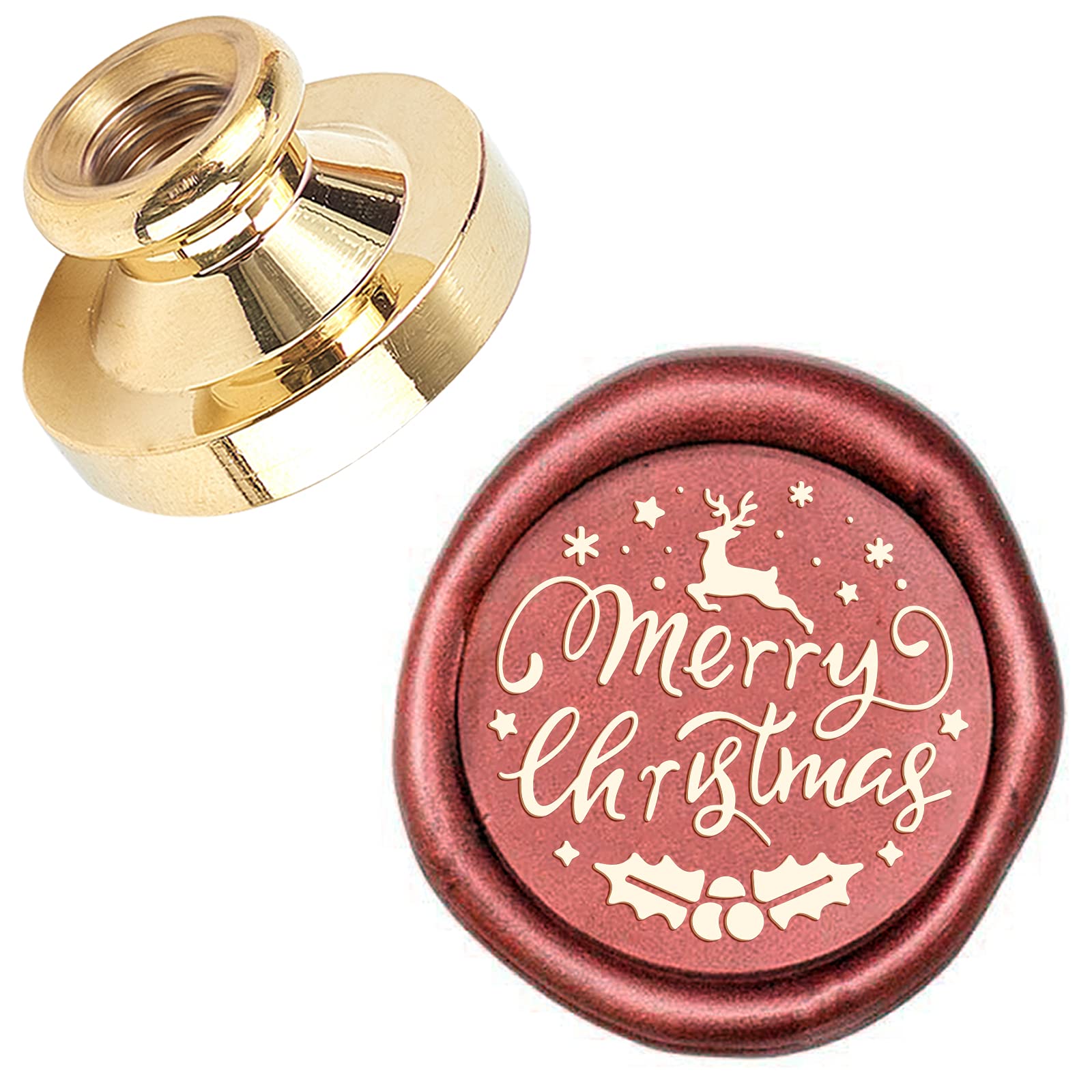CRASPIRE Merry Christmas Sealing Wax Stamp Mistletoe Snowflake Elk X'MAS EVE 25mm Replaceable Wax Seal Stamp Brass Head for Christmas Invitations Envelope Cards Holiday