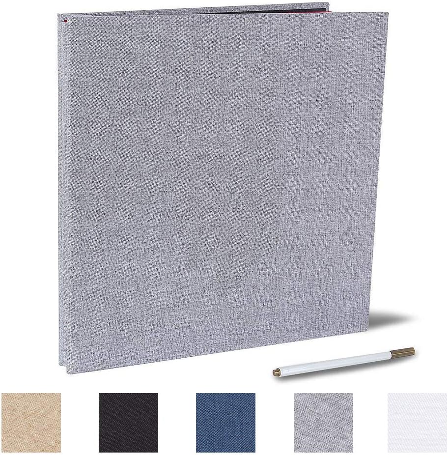 Self Adhesive Photo Album Magnetic Scrapbook Album 40 Pages Suede Hardcover 11x10.6 Inches with A Metallic Pen for Wedding Baby Family Travel