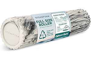 Oceanfoam Tidal Roller - Black Marbled - Muscle Massage Foam Roller for Back Pain & Stretching - Firm and Ergonomic Wide Wave Textured - Yoga, Athletics, & Wellness - Full Size, 20" x 5"