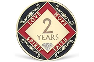 LREQASOR 2 Year NA Medallion Two Year Recovery Chip for NA AA 12 Step Narcotics Anonymous Coin Anniversary Token Clean and Sober Gifts for Men Women Celebrating Sobriety and Addiction Recovery