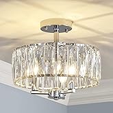 AGV LIGHTING CL003F K9 Crystal Ceiling Light Fixture, Modern Semi Flush Ceiling Lights, Perfect for Living Room, Bedroom, Din