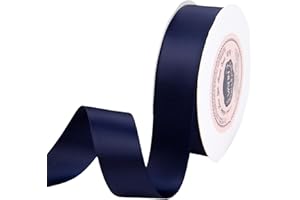 VATIN 1 inch Double Faced Polyester Satin Ribbon Deep Navy -Continuous 25 Yard Spool, Perfect for Wedding, Wreath, Baby Shower,Packing and Other Projects.