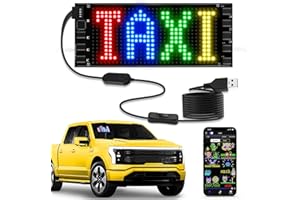 THCBME Tnuxey Bright Mini LED Car Sign, 7''x3'' Flexible LED Light Signs for Car, Programmable Bluetooth APP Control Custom Text Pattern Animation Scrolling LED Display for Car Windshield Store Party Hotel