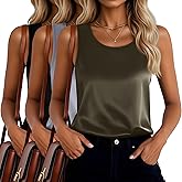 Velvelhall 3 Pack Women's Silk Tank Tops Satin Camisole Sleeveless Work Undershirt Dressy Scoop Neck Shirt Lady Sateen Blouse