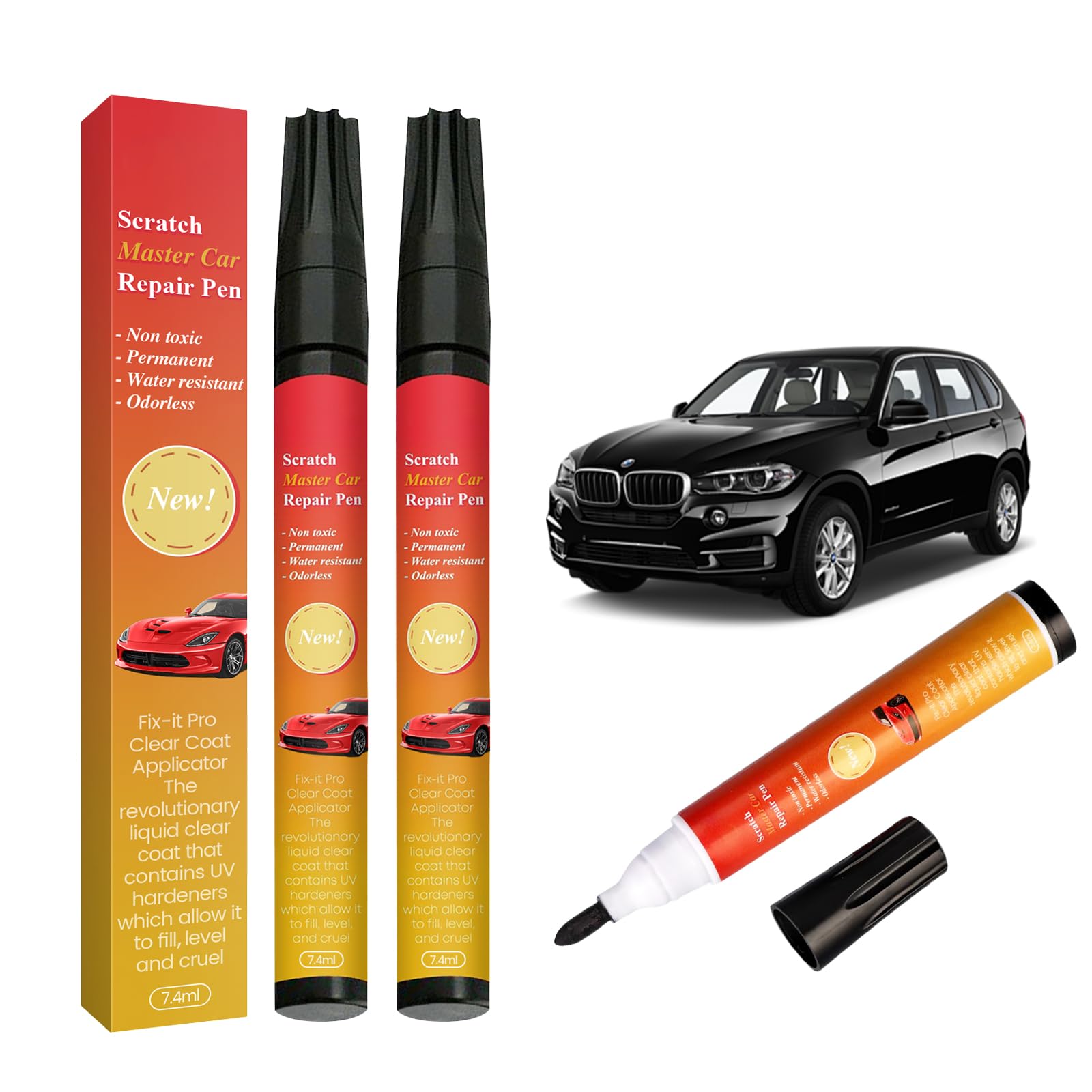 Photo 1 of Magic Car Scratch Removal Pen, 2Pcs Car Scratch Remover Pen for Black Vehicles Root Touch Up- Quick Fix for Scratches & Paint Damage, Weatherproof Magic Vehicle Paint Repair Fits Black Color