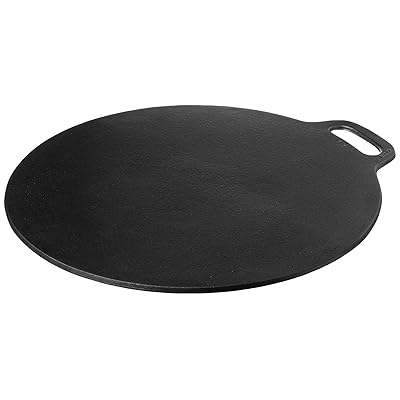 Victoria GDL-182 Cast Iron Pizza Crepe Pan, Dosa, Roti Tawa, Budare, 15 Inch, Black