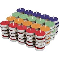 Amazon Brand - Solimo Colored Wax Tealight Candles (Set of 100, Unscented)