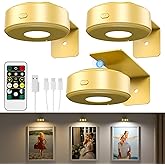 3PCS Picture Lights, Rechargeable Battery Wall Light for Paintings, 3 Colors Paintings Light Dimmable and Timer Metal Art Lig