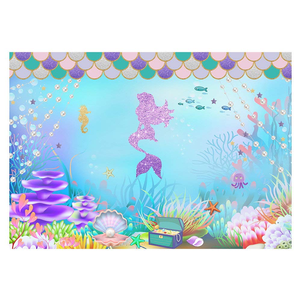 Funnytree 7x5ft Under The Sea Little Mermaid Photography Backdrop For Girl Birthday Party Banner Glitter Scales Background Photobooth Prop Buy Online In Jamaica At Jamaica Desertcart Com Productid