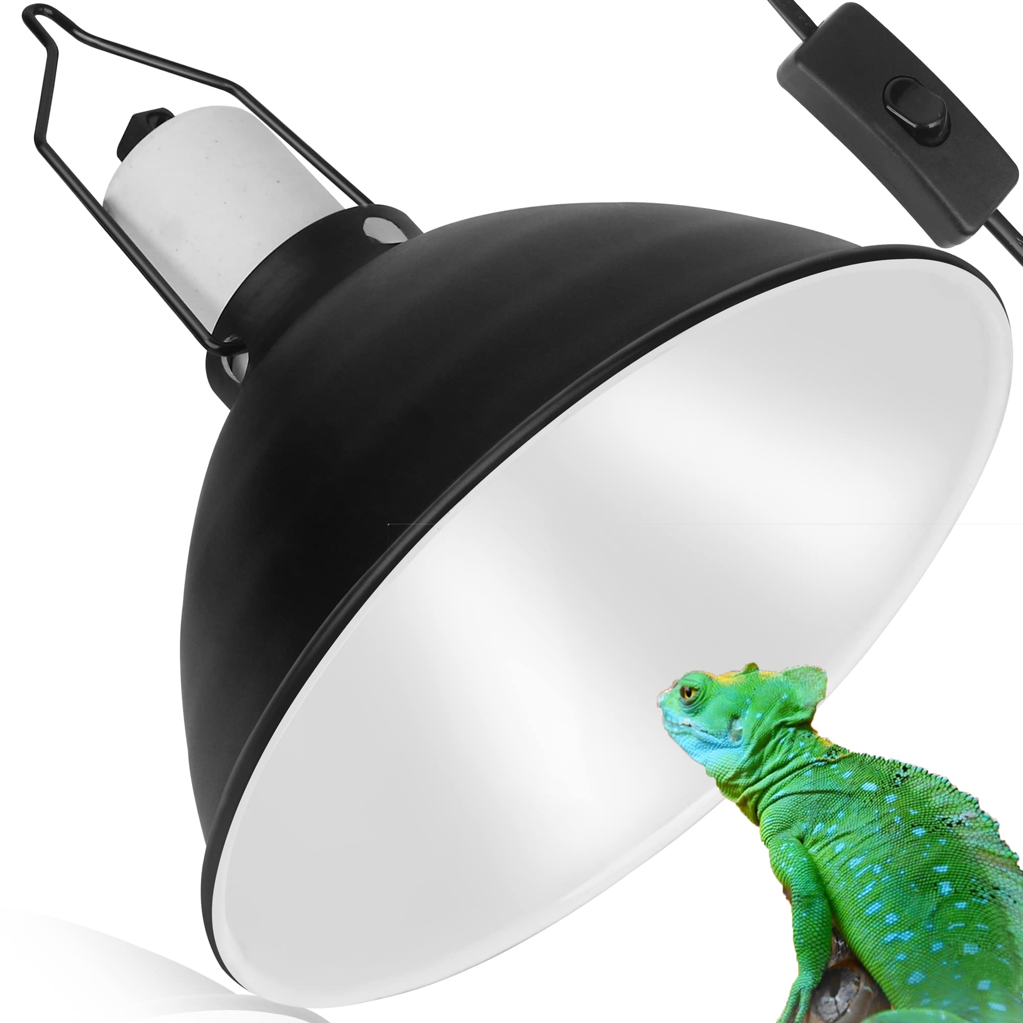 NEPTONION Reptile Reflector Dome Lamp Fixture, 5.5 inch Deep Polished Aluminum UVB Light Fixture for Reptile Glass Terrariums fit UVB UVA Bulb, Basking Heat Bulb, Ceramic Heat Emitter