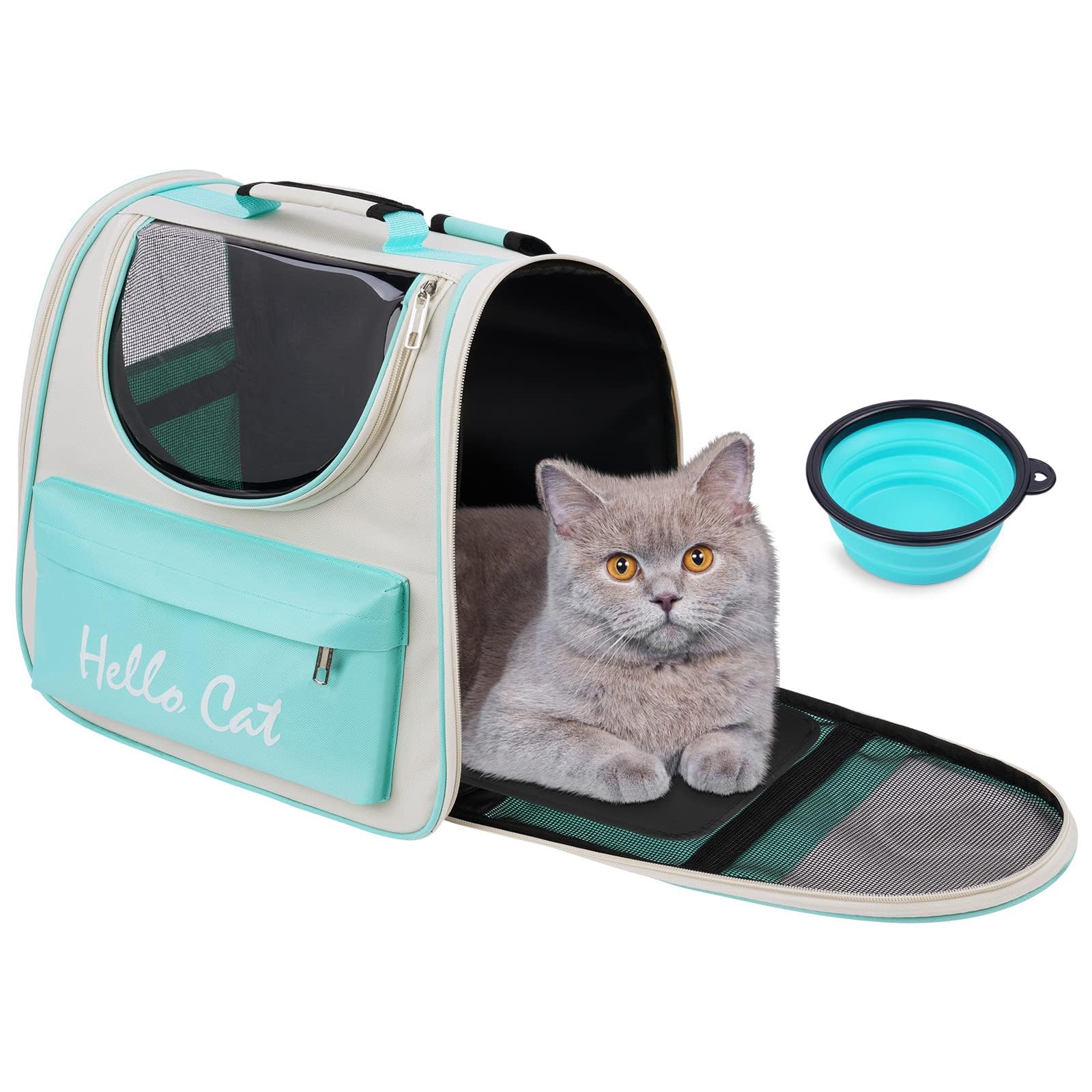 Adiwo Cat Carrier Backpack, Fashion Pet Carrier Rucksack for Puppy Large Cats, Breathable Carrier Backpack Cat Bag Space Capsule for Traveling Driving Hiking Walking Camping Hospital Outdoor