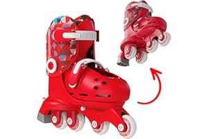 Yvolution Kids Skates Learner Skates for Beginner, 2 in 1 Adjustable Roller Skates, Converts from Tri-Wheel to Inline Skates, No Tool Needed for Girls Boys 2+ Years Old, US Size 7-11