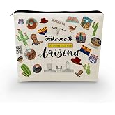 YULUENZE Take Me To Arizona Print Canvas Cosmetic Bag | Cute Padded Makeup Organizer Zipper Pouch, Take Me To Arizona Birthday Present for Women Friends