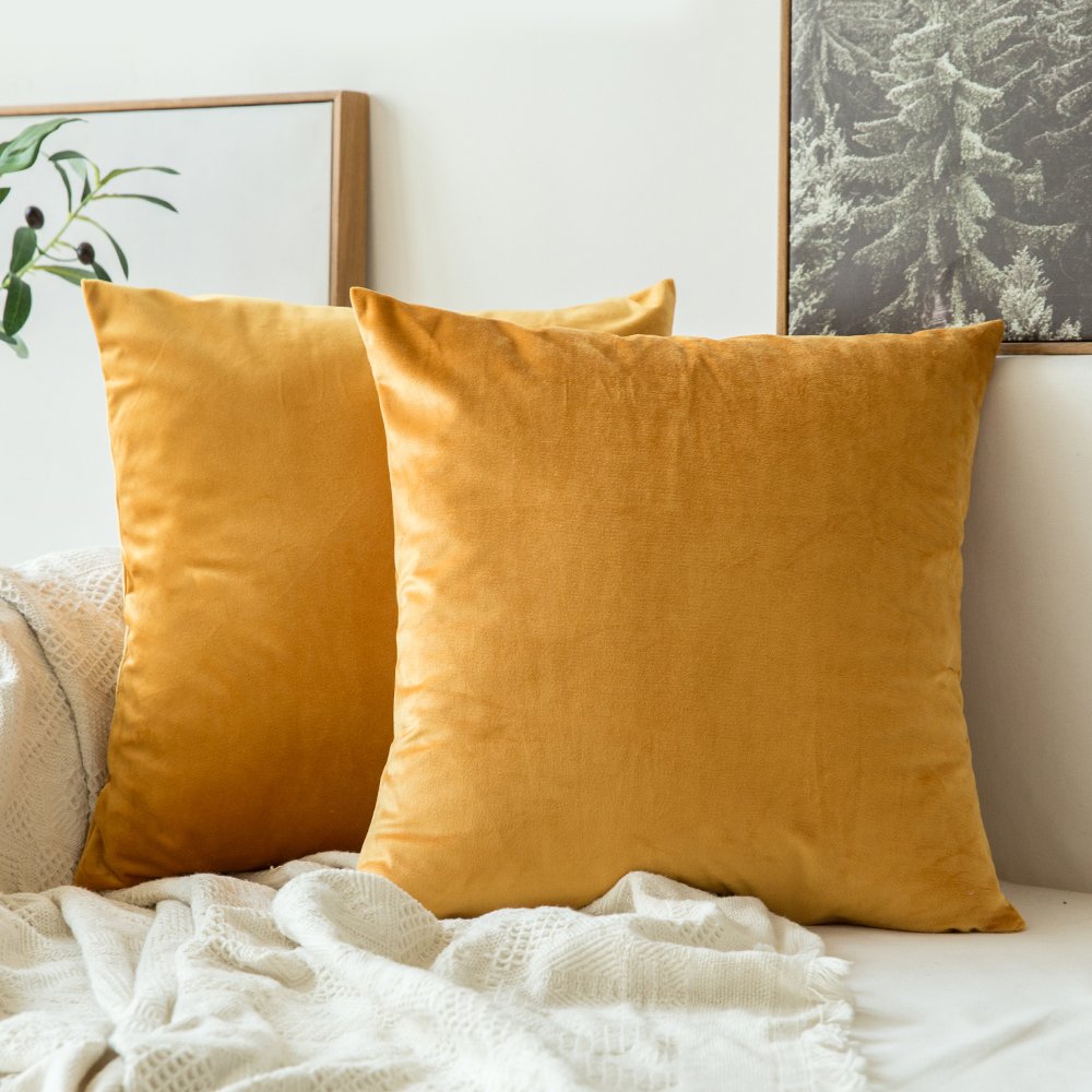 MIULEE Pack of 2, Velvet Soft Soild Decorative Square Throw Pillow Covers Set Cushion Case for Sofa Bedroom Car 20 x 20 Inch 50 x 50 cm