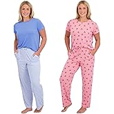 Blush by Us Angels Ultra Soft Women's Pajama Set, Breathable Light Stretchy, Ladies Lounge Set, 4-Piece PJ Set