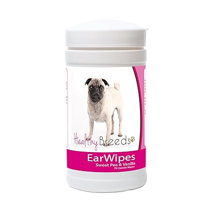 Healthy Breeds Dog Ear Wipes Over 200 Breeds Sweet Pea Vanilla Scent 70 Count