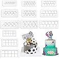 12 Pcs Cake Fondant Cutter, Fish Scale Fondant Cutters 4 Size Geometric Biscuit Cutters Cake Decorating Cookie Cutter Cake Border Decorating Tool for Square & Hexagon Cookie Cutters