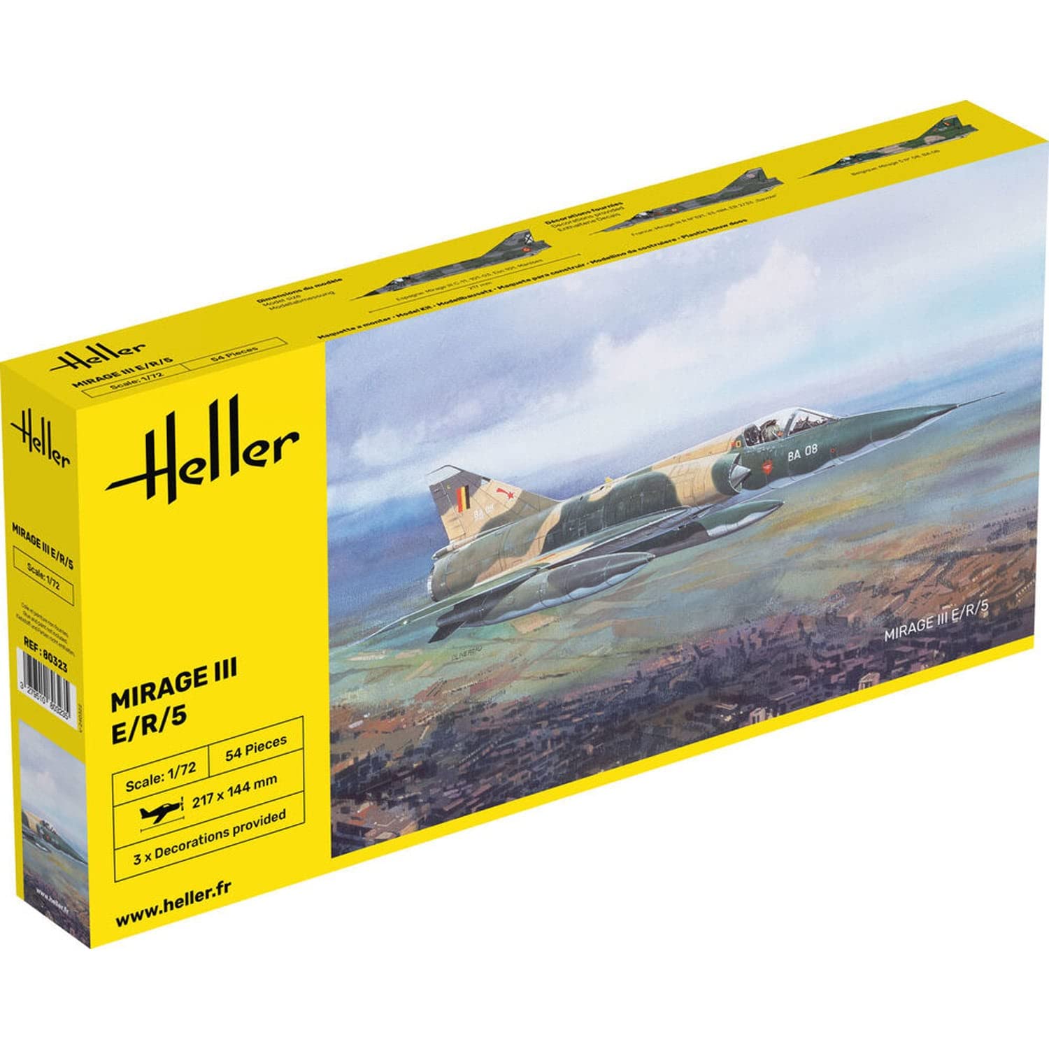 Heller 80323 "Mirage III E/R/5 BA Model Kit, 1:72 Scale