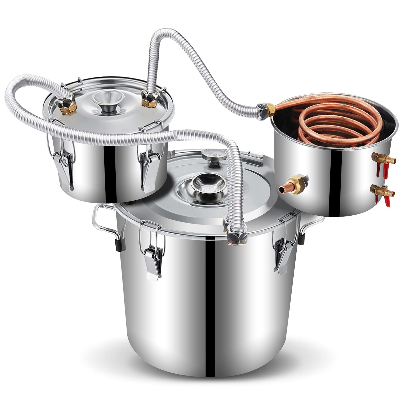 Slsy 3 Gallon Moonshine Still Water Alcohol Distiller, 12 Liters DIY Whiskey Still Stainless Steel Spirits Boiler with Copper Tube, Home Brew Wine Making Kit with Thumper Keg