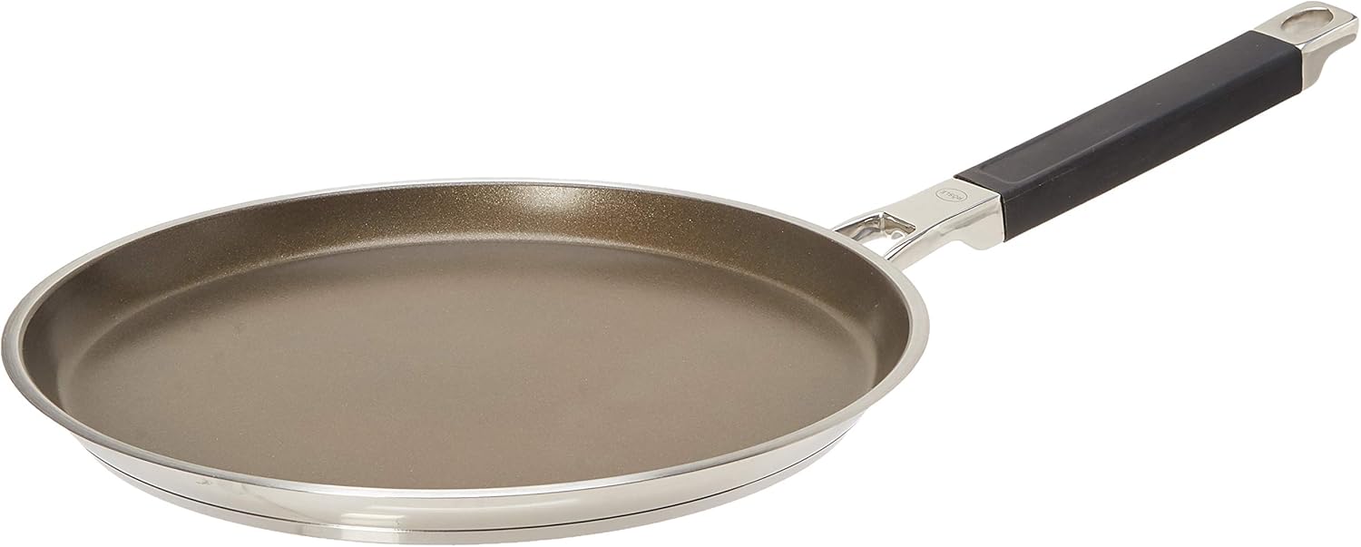 RÖSLE SILENCE Crêpes Pfanne, Hochwertige Bratpfanne mit Antihaftversiegelung ProInduct, Edelstahl 18/10, Induktionsgeeignet, Spülmaschinengeeignet