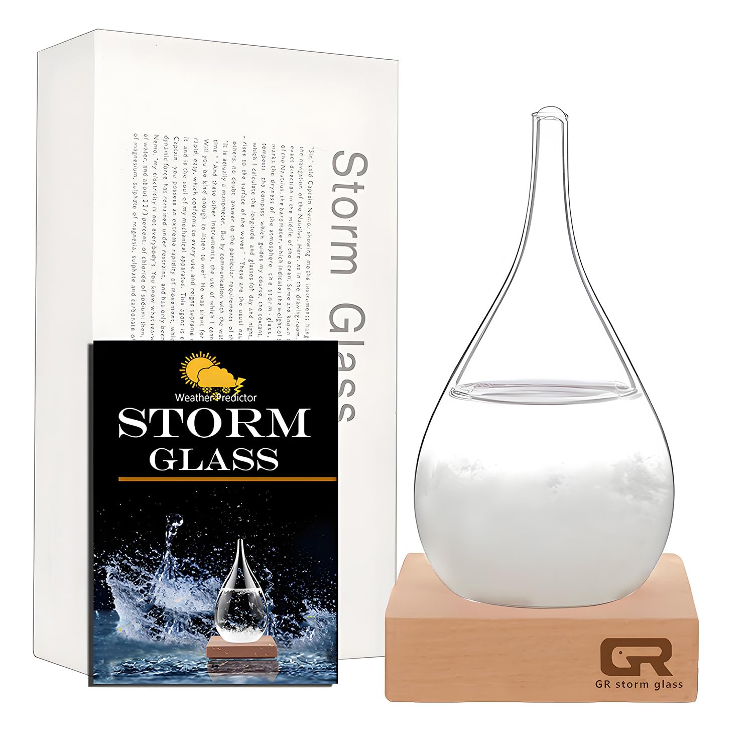 Storm Glass Weather Forecast Bottle - Snow Globes Barometer,Cloud Storm Weather Station,Decorative Weather Predictor, Home and Office Decor, Unique Gift Idea (Small)