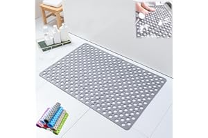 PSDEROUL Casa and Beyond Shower Mat,Shower Mat-Non-Slip with Suction Cups and Drain Holes,Casa and Beyond Bath Mat with Suction Cups and Drain Holes,Bathtub Mat Non Slip (Gray, 16.93in × 29.53in)