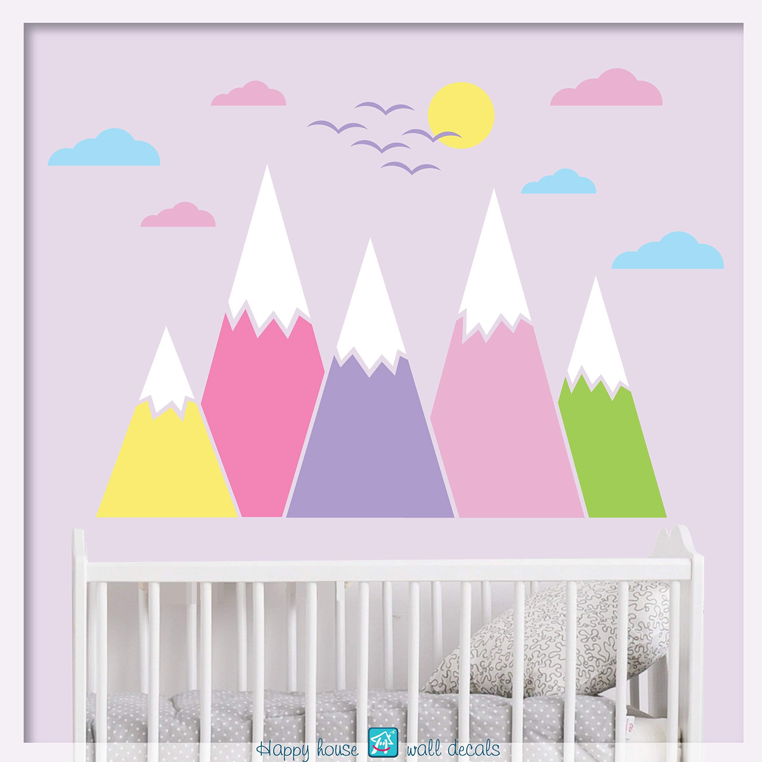 Pastel Mountain Wall Decal Nursery Mountain Wall Decal Mountain Wall Art Mountain Decor
