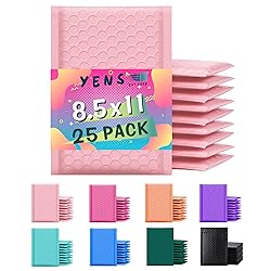 Yens Poly Bubble Mailers 8.5x12 25 Pack Light Pink