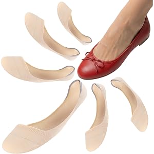 No Show Socks Womens, 6Pack Cotton Non Slip Invisible Footies Flats | Ultra-Low Cut Liners Hide in Loafers and Dress Shoes; U