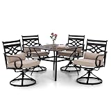 Sophia and William Swivel Patio Dining Set for 4, Outdoor Table and Chairs, Removable Seat Cushions, Black 37" Patio Dining Table