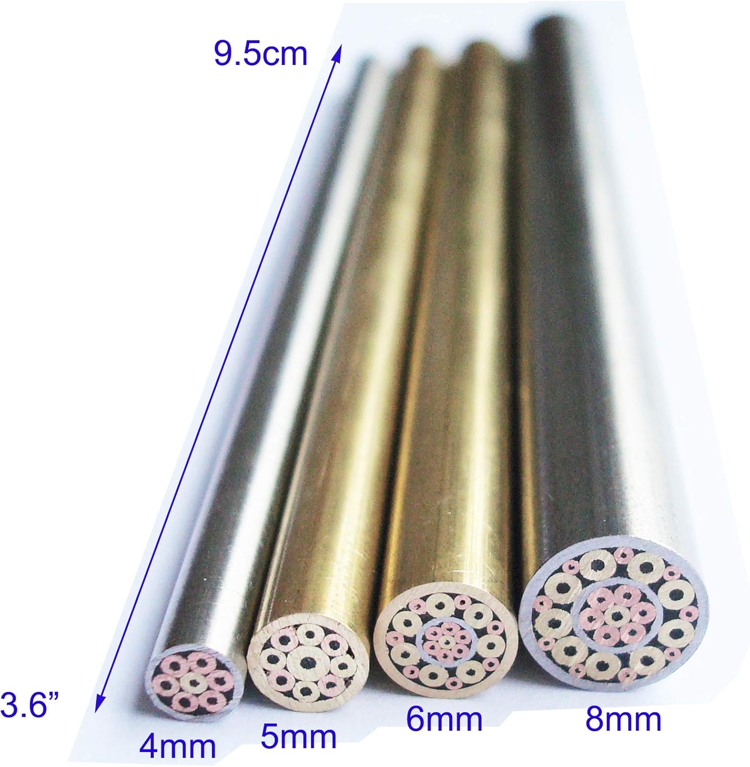 Mosaic Pins for Knife Handle Custom Knives Blank Scales Grips Blades, Brass Copper Stainless Steel for EDC Folding Pocket Knives Pin, 9.5cm (6mm) - Image 3