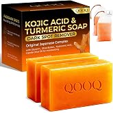 QOOQ Turmeric Kojic Acid Soap for Dark Spot Remover - Facial Cleansing Bar | Vitamin C, Retinol, Collagen, Vitamin E, Glycerin,Shea Butter &amp; Castile Olive Oil &ndash; Soap for Women and Men Gifts(120g x 2)
