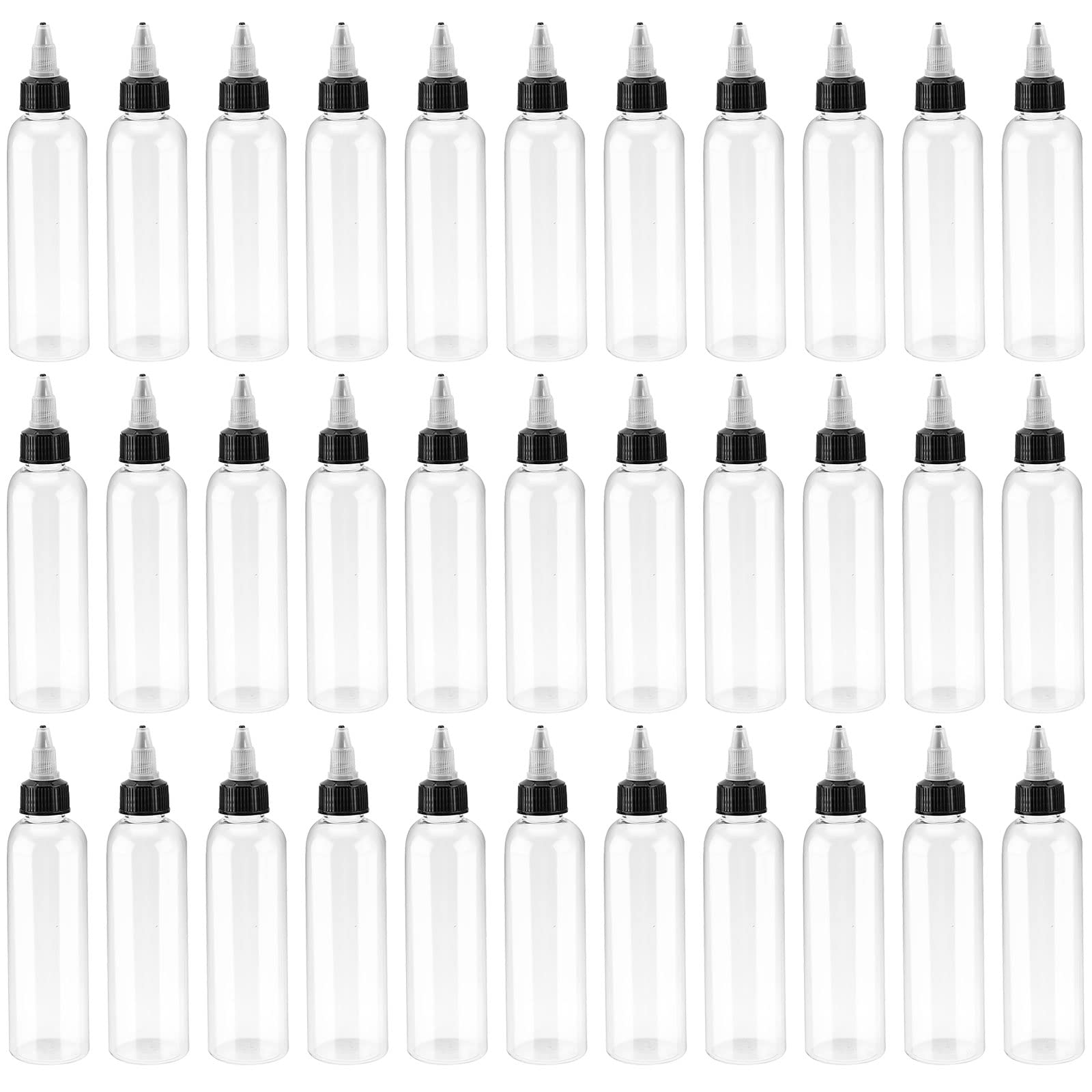 64 PCS 4oz Plastic Squeeze Bottles with Twist Top Caps for Kitchen
