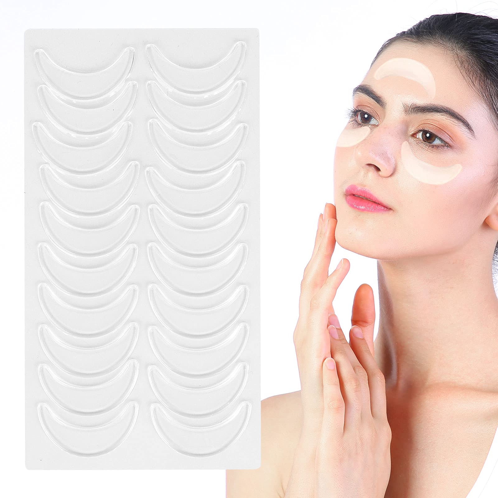 ZJchao 20pcs Silicone Eye Pads, Reusable Anti‑Wrinkle Overnight Smoothing Eye Face Patches for Wrinkles Fine Lines, Eye & Smile Lift